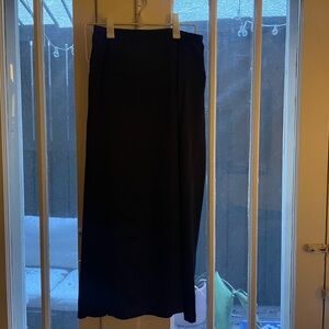 Long Navy Vintage Silk Skirt